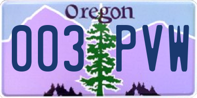 OR license plate 003PVW