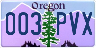 OR license plate 003PVX