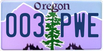 OR license plate 003PWE