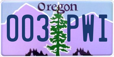 OR license plate 003PWI