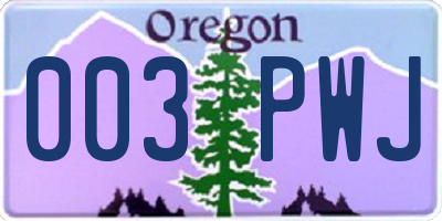 OR license plate 003PWJ