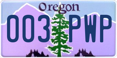 OR license plate 003PWP