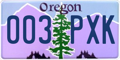 OR license plate 003PXK