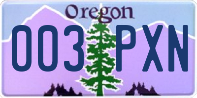 OR license plate 003PXN