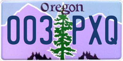 OR license plate 003PXQ