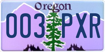 OR license plate 003PXR
