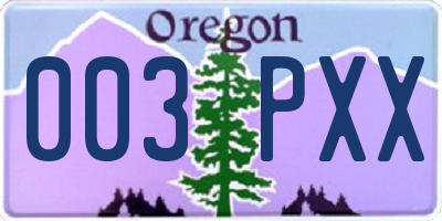 OR license plate 003PXX