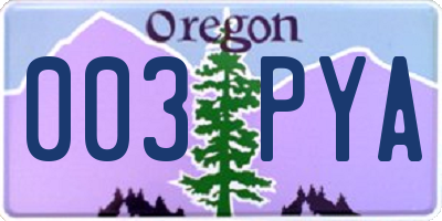 OR license plate 003PYA