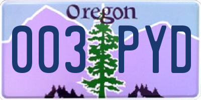 OR license plate 003PYD
