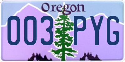 OR license plate 003PYG