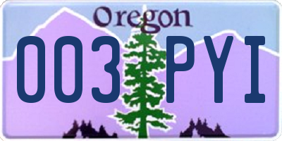 OR license plate 003PYI