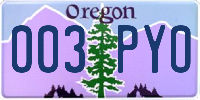 OR license plate 003PYO