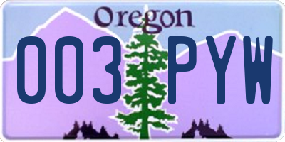 OR license plate 003PYW