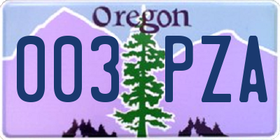 OR license plate 003PZA