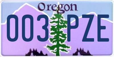 OR license plate 003PZE