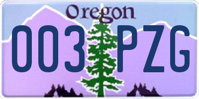 OR license plate 003PZG