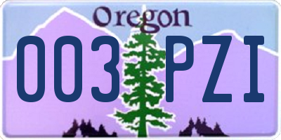 OR license plate 003PZI