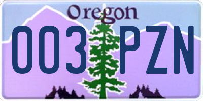 OR license plate 003PZN