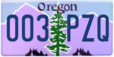 OR license plate 003PZQ