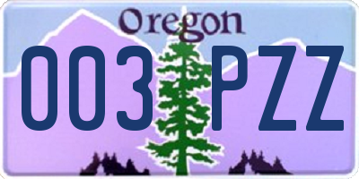 OR license plate 003PZZ