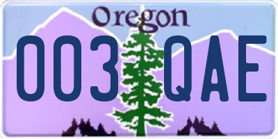 OR license plate 003QAE