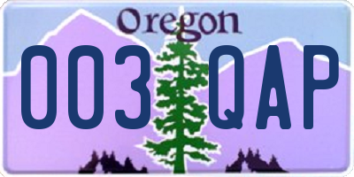 OR license plate 003QAP