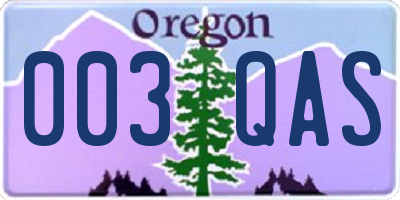 OR license plate 003QAS