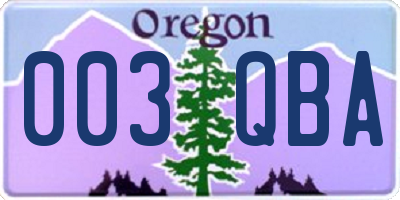 OR license plate 003QBA