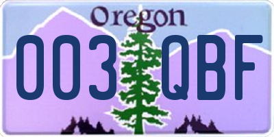 OR license plate 003QBF