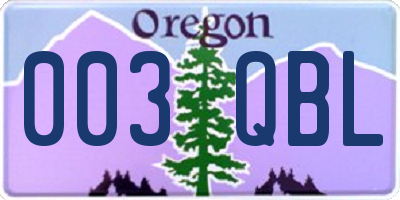 OR license plate 003QBL