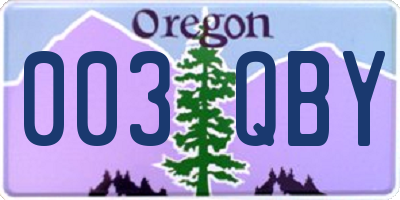 OR license plate 003QBY