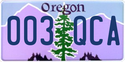 OR license plate 003QCA