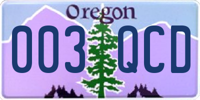 OR license plate 003QCD
