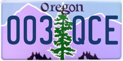 OR license plate 003QCE