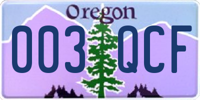OR license plate 003QCF
