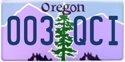 OR license plate 003QCI