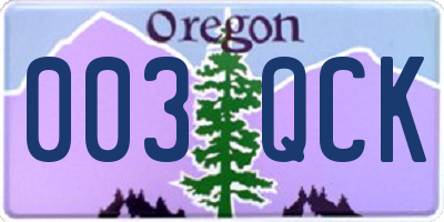 OR license plate 003QCK