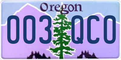 OR license plate 003QCO