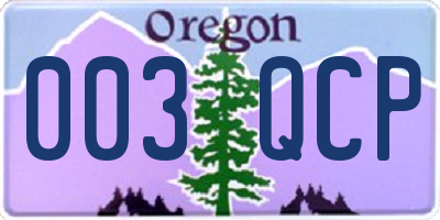OR license plate 003QCP