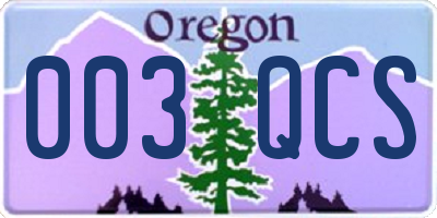 OR license plate 003QCS