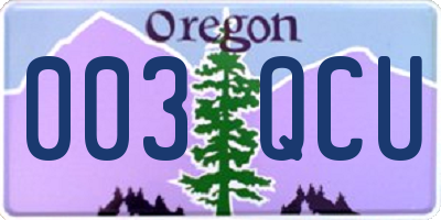 OR license plate 003QCU