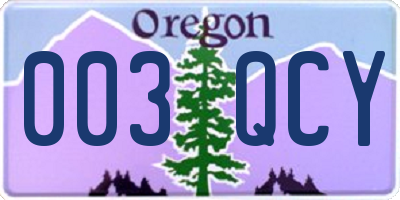 OR license plate 003QCY