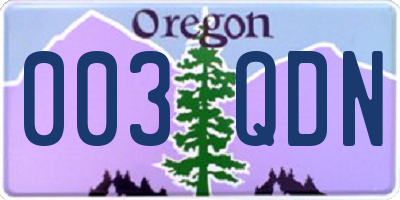 OR license plate 003QDN