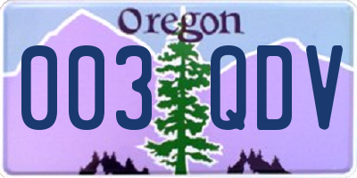 OR license plate 003QDV