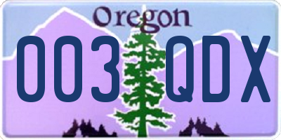 OR license plate 003QDX