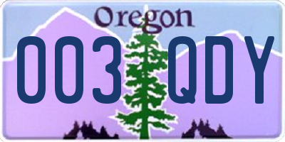 OR license plate 003QDY