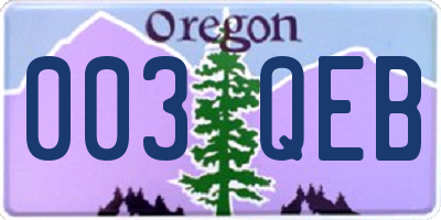 OR license plate 003QEB