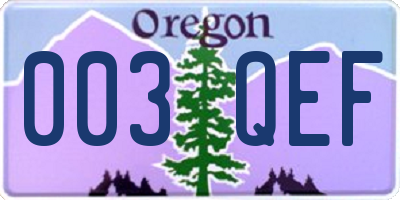 OR license plate 003QEF