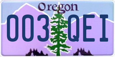 OR license plate 003QEI