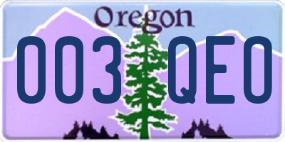 OR license plate 003QEO